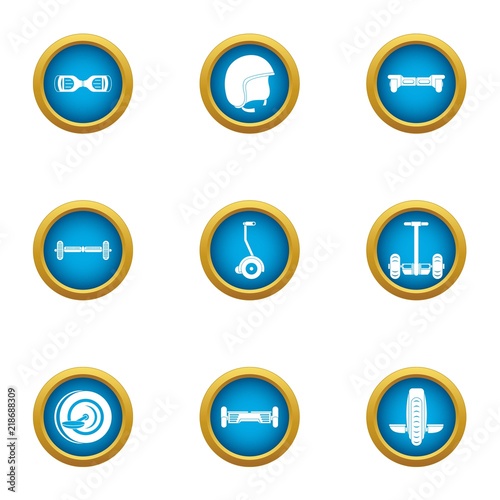Two wheeled transport icons set. Flat set of 9 two wheeled transport vector icons for web isolated on white background