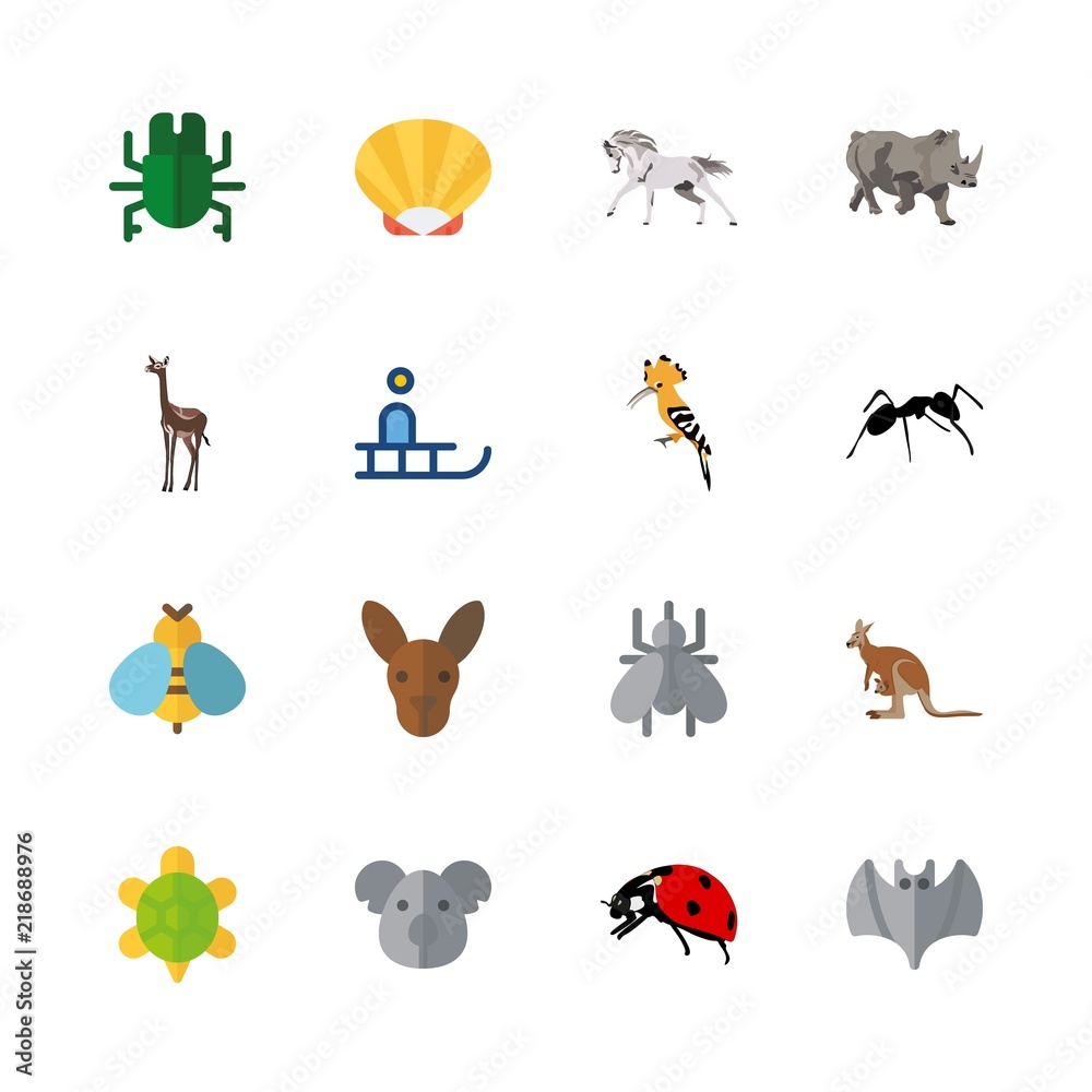 animal icons set. black, sharp, endangered and metallic graphic works