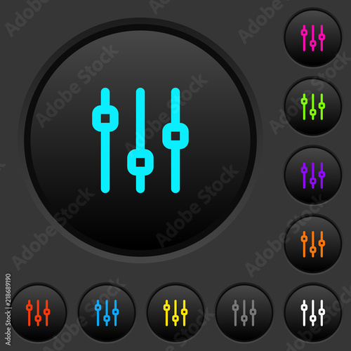 Vertical adjustment dark push buttons with color icons