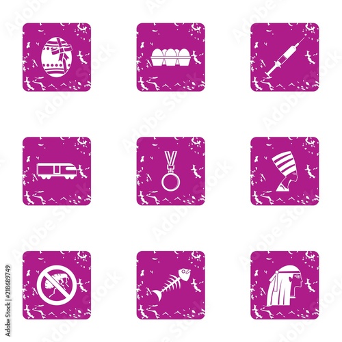 Meal day icons set. Grunge set of 9 meal day vector icons for web isolated on white background