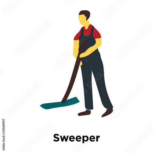 sweeper icon isolated on white background. Simple and editable sweeper icons. Modern icon vector illustration.