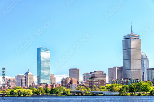 Boston skyline, city view from river