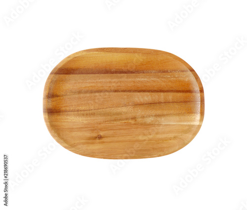 Wooden plate isolated on white background