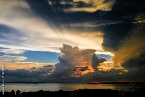 Beautiful dramatic evening sky on the sundown