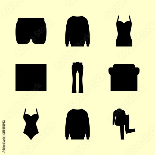 clothes icons set. office, wool, formal and advertising graphic works