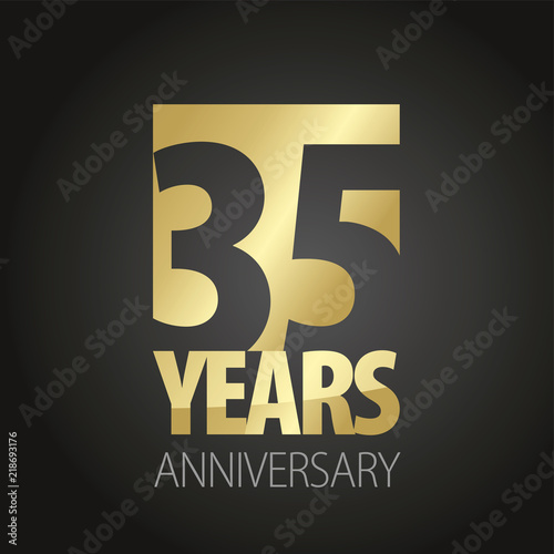 35 Years Anniversary gold black logo icon banner