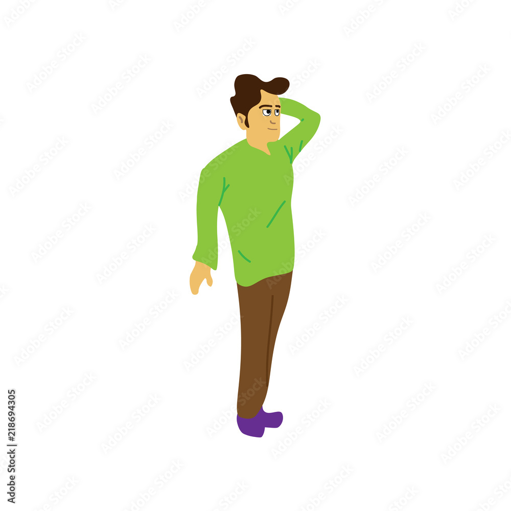 Confused man standing vector illustration, thinking man cartoon Stock  Vector | Adobe Stock