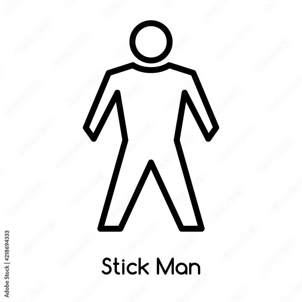 Stick Man icon vector isolated on white background, Stick Man sign , line or linear design elements in outline style Stick Man icon vector isolated on white background, Stick Man sign , line or linear design elements in outline style