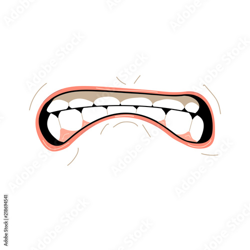 Mouth expressions vector, cute cartoon facial gestures with pouting lips smiling sticking out tongue illustration