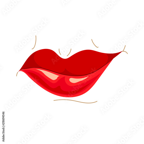 Mouth expressions vector, cute cartoon facial gestures with pouting lips smiling sticking out tongue illustration