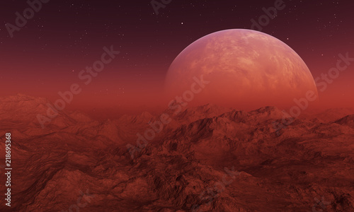 Fototapeta Naklejka Na Ścianę i Meble -  3d rendered Space Art: Alien Planet - A Fantasy Landscape