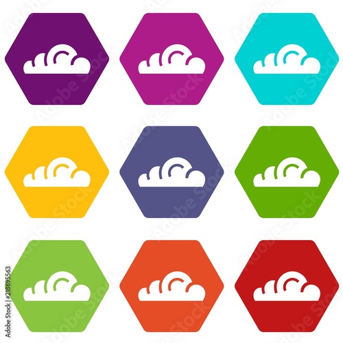 App cloud icons 9 set coloful isolated on white for web