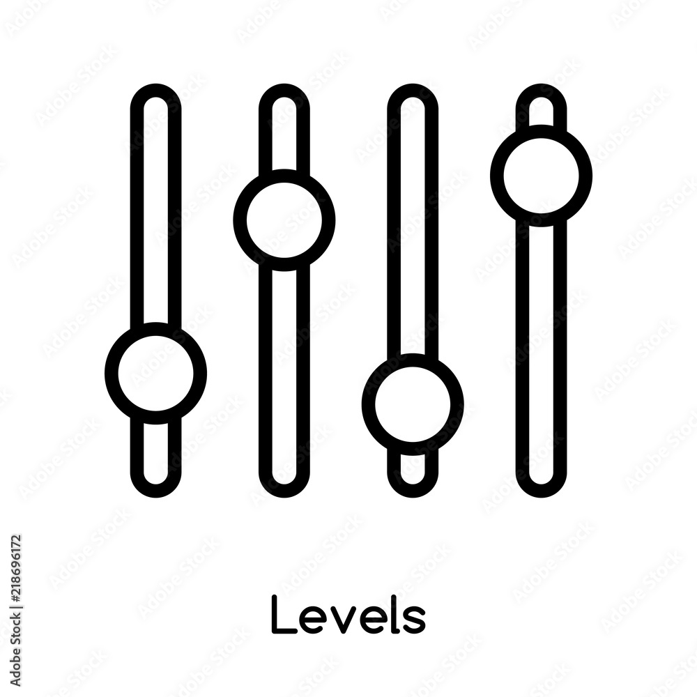 Levels icon vector isolated on white background, Levels sign , line or linear design elements in outline style Levels icon vector isolated on white background, Levels sign , line or linear design elements in outline style