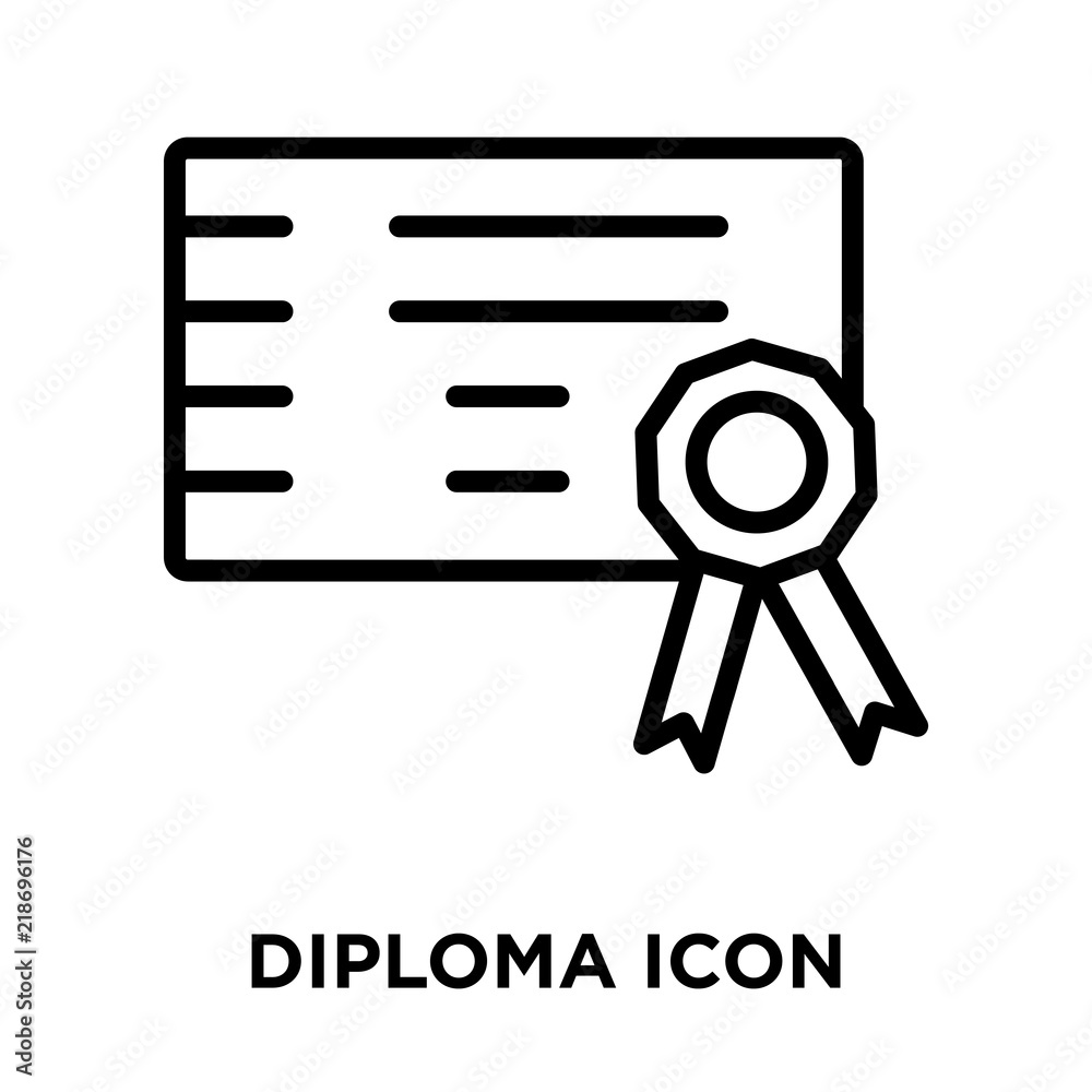 Diploma icon vector isolated on white background, Diploma sign , linear and stroke elements in outline style Diploma icon vector isolated on white background, Diploma sign , linear and stroke elements in outline style