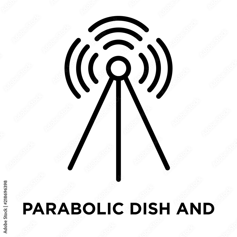 Parabolic Dish and Signal icon vector isolated on white background, Parabolic Dish and Signal sign , linear and stroke elements in outline style Parabolic Dish and Signal icon vector isolated on white background, Parabolic Dish and Signal sign , linear and stroke elements in outline style