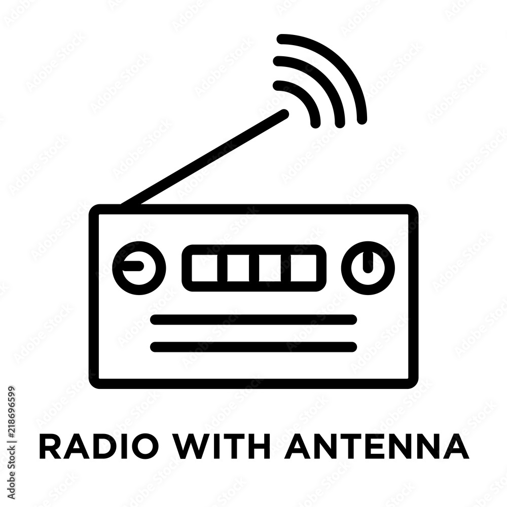Radio with Antenna icon vector isolated on white background, Radio with Antenna sign , linear and stroke elements in outline style Radio with Antenna icon vector isolated on white background, Radio with Antenna sign , linear and stroke elements in outline style