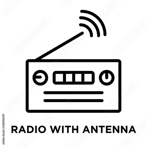 Radio with Antenna icon vector isolated on white background, Radio with Antenna sign , linear and stroke elements in outline style