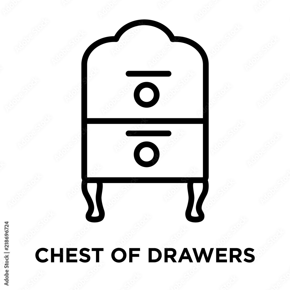 Chest of drawers icon vector isolated on white background, Chest of drawers sign , linear and stroke elements in outline style Chest of drawers icon vector isolated on white background, Chest of drawers sign , linear and stroke elements in outline style