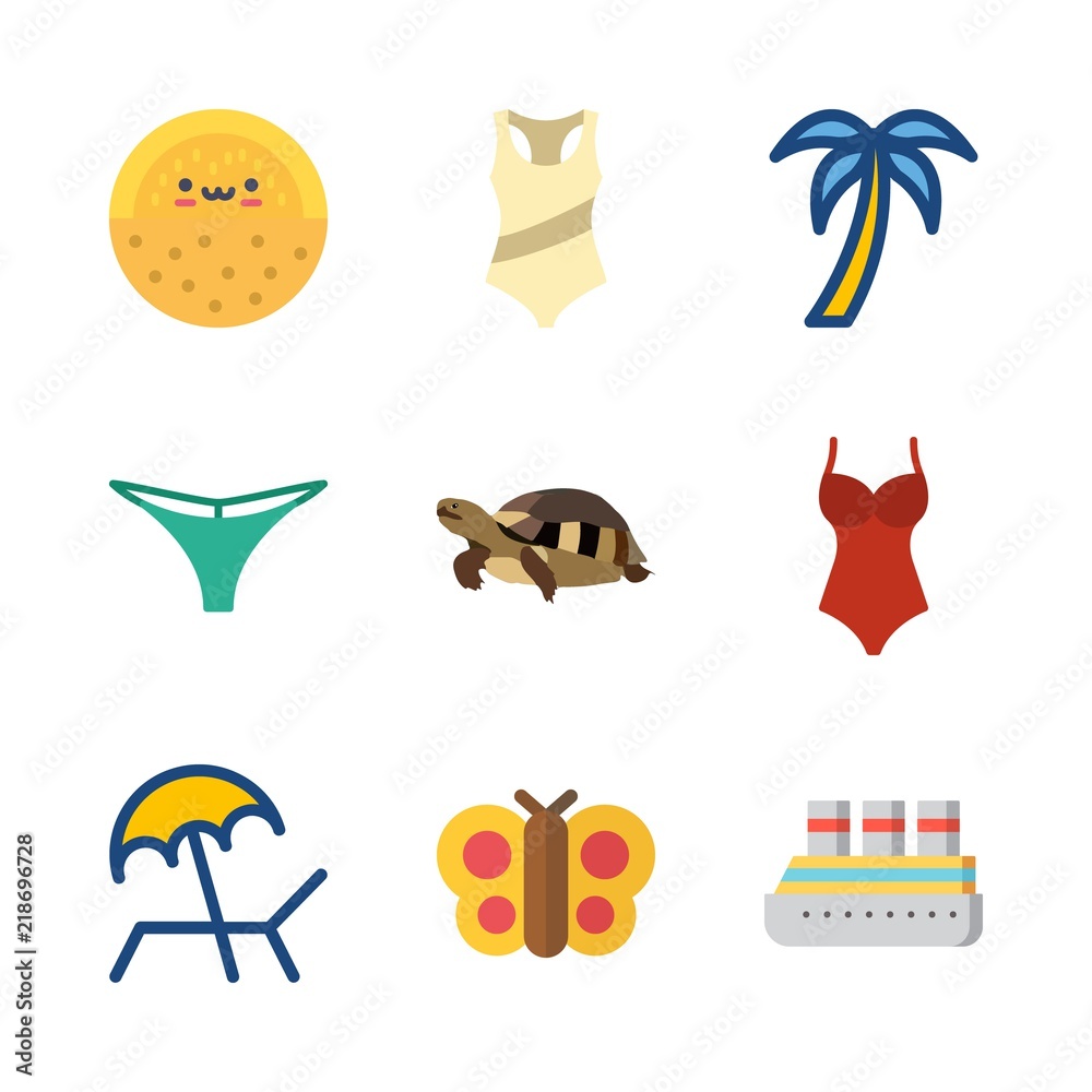 Naklejka premium 9 tropical icons set