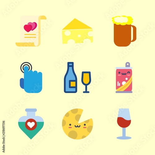 9 drink icons set