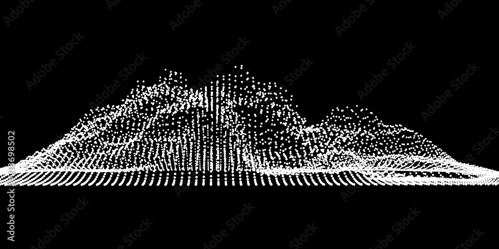 Big data visualization. Sound wave. Equalizer for music. Futuristic  technology. Big Data Particle Flow Visualisation. Abstract digital  landscape Stock Vector | Adobe Stock