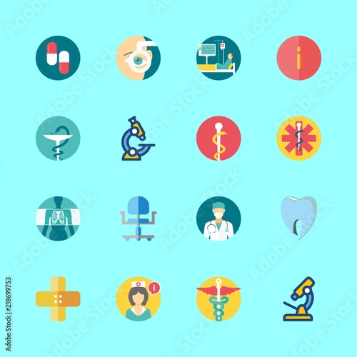 hospital vector icons set. x ray, dentist logo, patient and band aid in this set