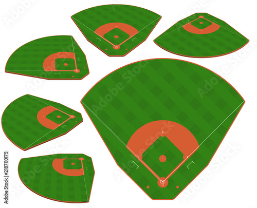 Baseball green field with white line markup vector