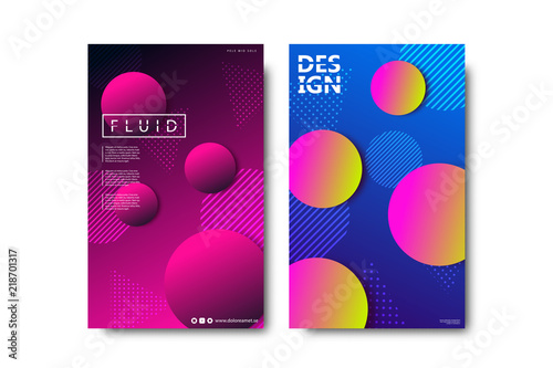 Vector set of realistic isolated brochure with liquid and lava lamp shapes design for decoration and covering on the white background.