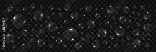 Vector realistic isolated underwater bubbles for decoration and covering on the transparent background.