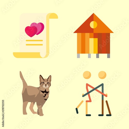 family vector icons set. cat, rent, hug and marriage in this set