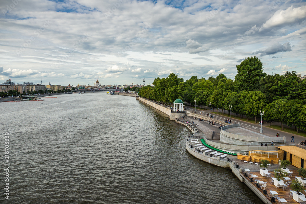 Panoramic view on a  Moscow River in Russia