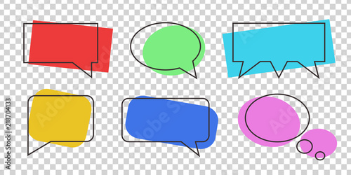 Vector set of cartoon isolated speech bubbles with memphis shape design for decoration and covering on the transparent background.