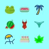 tropical icons set. australia day, coconut, trunk and view graphic works