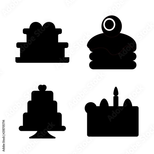 cake icons set. gourmet, fresh, crepe and hot graphic works