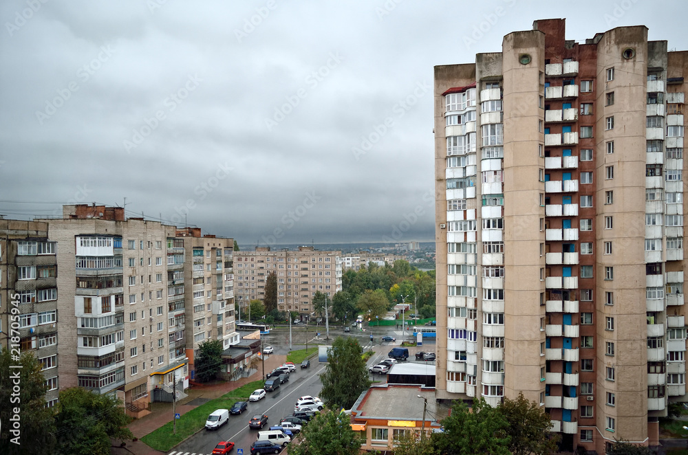 Urban panorama of the depressed area. City of Eastern Europe. Urban panorama of the depressed area. City of Eastern Europe.