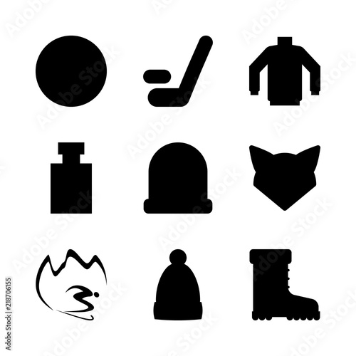 winter vector icons set. winter hat, fox, cologne and sweater in this set