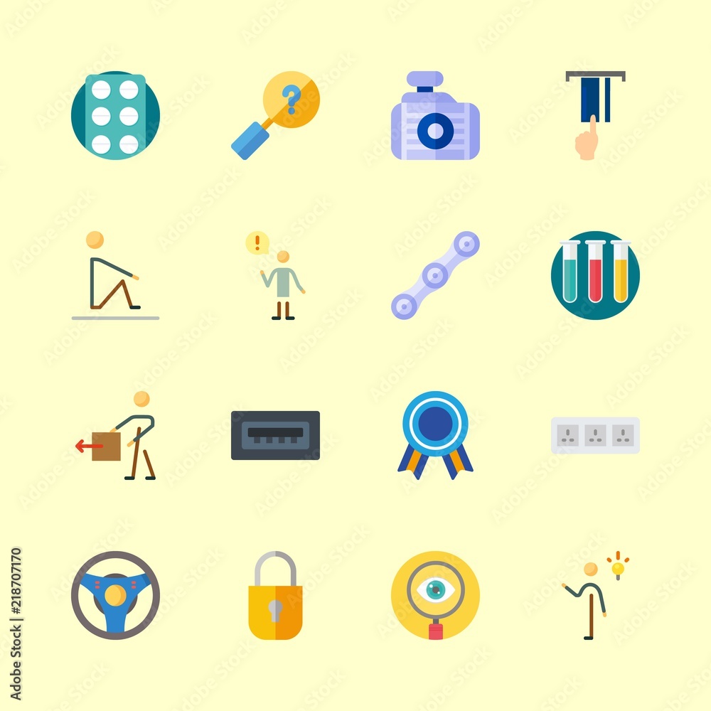 Fototapeta premium technology vector icons set. chain, tablets, quality and credit card in this set