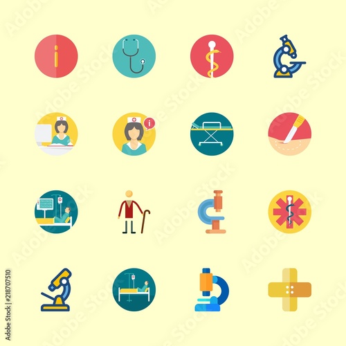 hospital icons set. chemist, gauze, sitting and blue graphic works