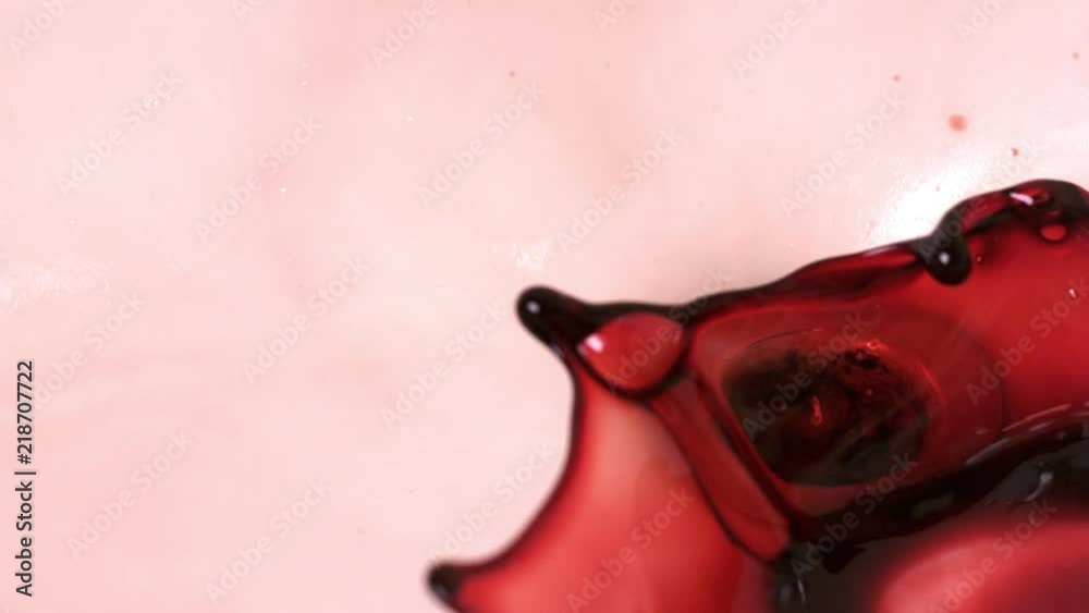 Blood splashed into sink super slow motion Blood splashed into sink super slow motion