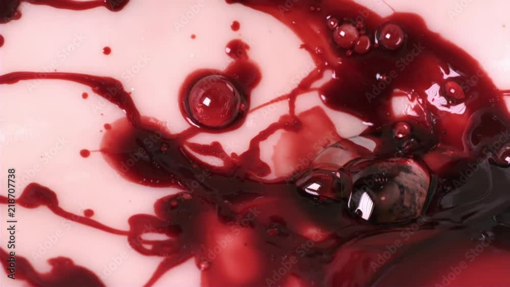 Large amount of blood poured into bathroom sink slow motion

