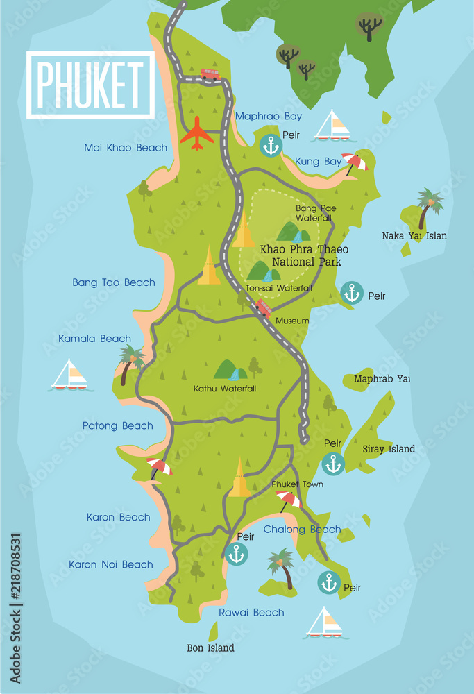 Fototapeta premium Thailand Phuket Map