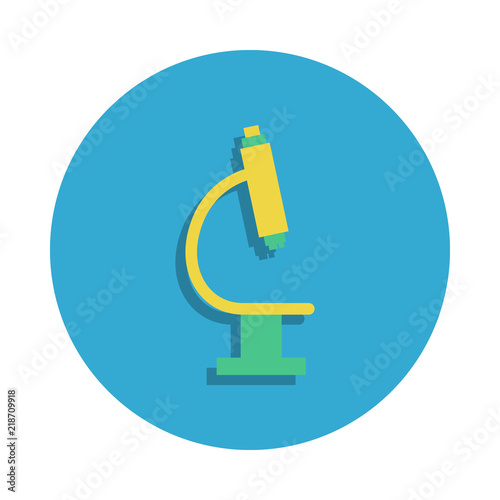 microscope colored in blue badge icon. Element of school icon for mobile concept and web apps. Detailed microscope icon can be used for web and mobile