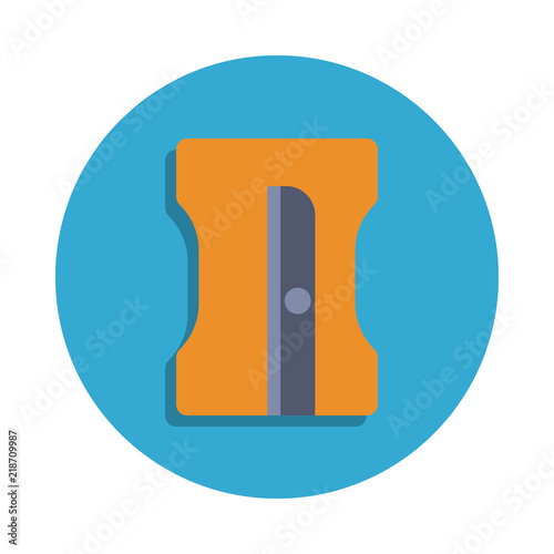 pencil sharpener colored in blue badge icon. Element of school icon for mobile concept and web apps. Detailed pencil sharpener icon can be used for web and mobile