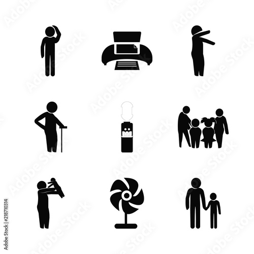 nature icons set. environment, senior, head and loud graphic works