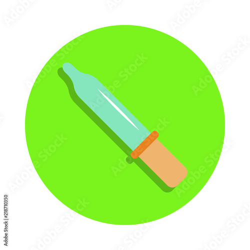 colored pipette in green badge icon. Element of science and laboratory for mobile concept and web apps. Detailed pipette icon