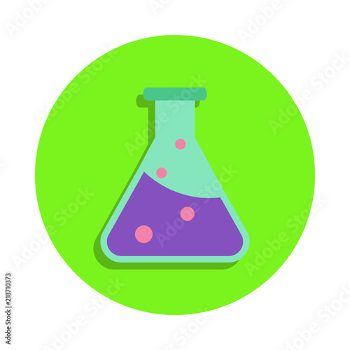 colored scientific test-tube in green badge icon. Element of science and laboratory for mobile concept and web apps. Detailed scientific test-tube icon