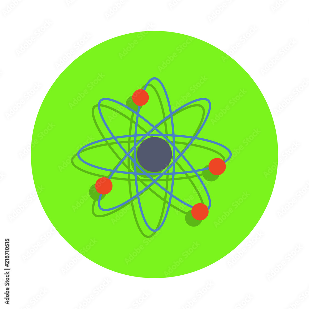 Obraz premium colored atoms in green badge icon. Element of science and laboratory for mobile concept and web apps. Detailed atoms icon