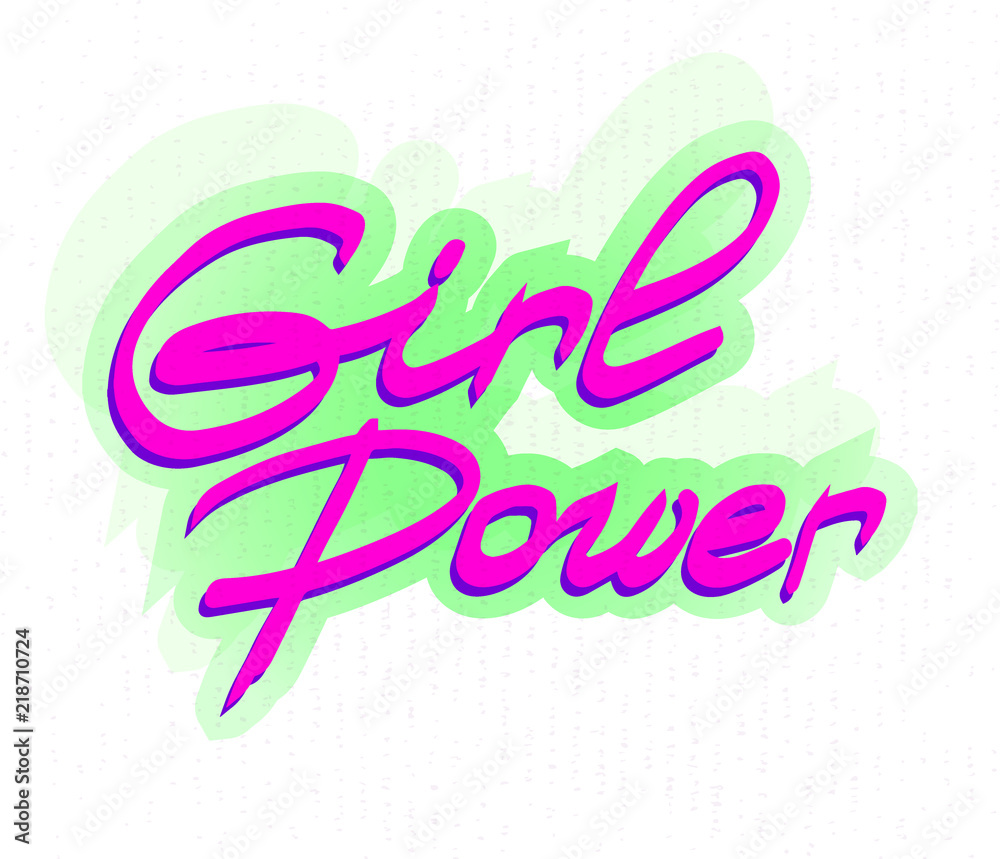 Girl power vector lettering composition