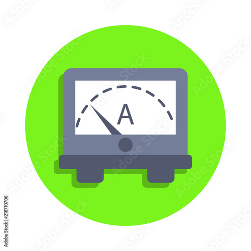 colored ammeter in green badge icon. Element of science and laboratory for mobile concept and web apps. Detailed ammeter icon