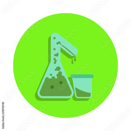 colored chemical test in green badge icon. Element of science and laboratory for mobile concept and web apps. Detailed chemical test icon